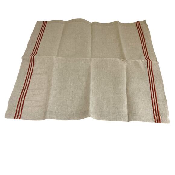 Pottery Barn Linen Dinner Napkins Set of 8 Red Stripe 20x20 Natural - Picture 2 of 5